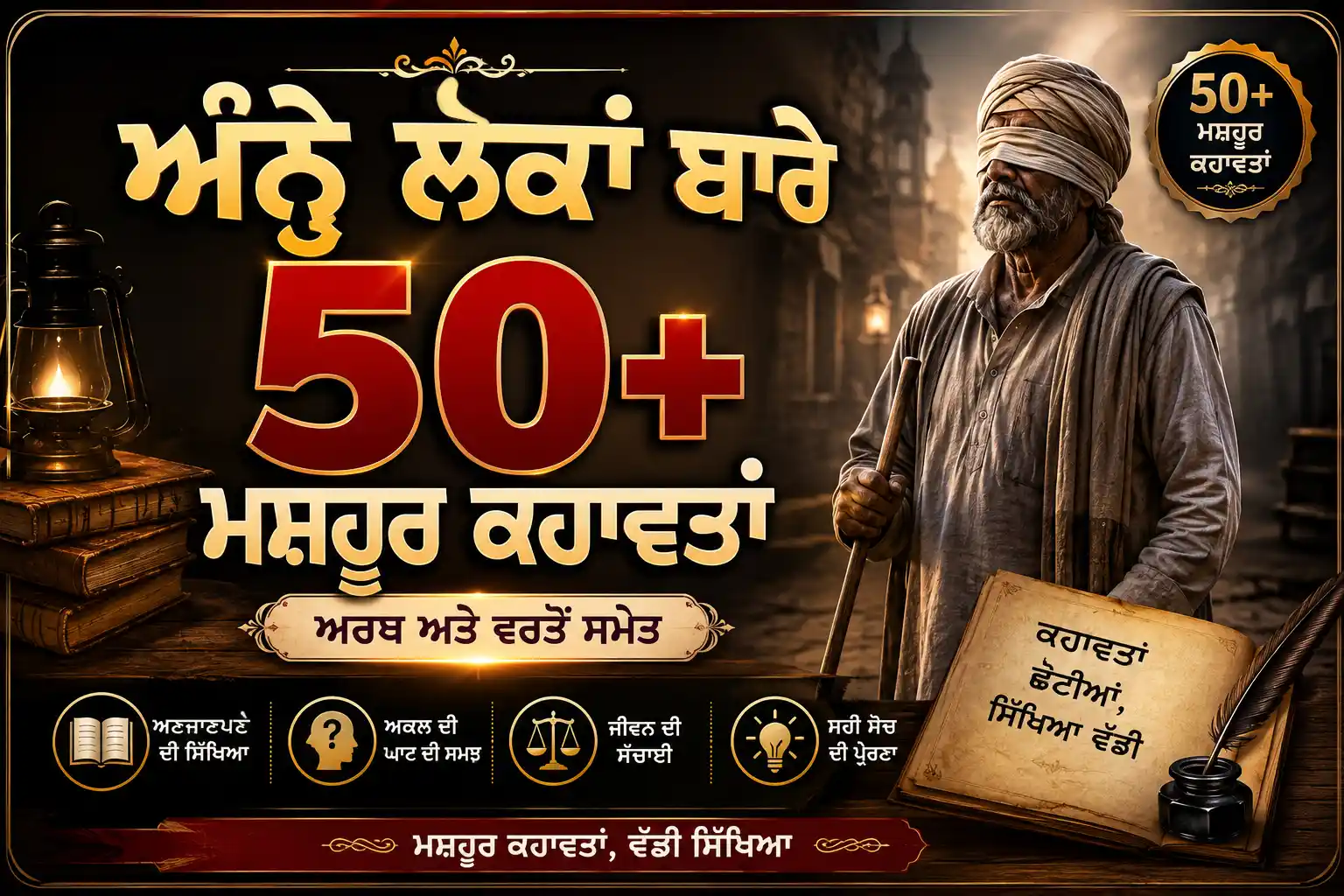 ਅੰਨ੍ਹੇ ਲੋਕਾਂ ਬਾਰੇ 50+ ਅਖਾਣ ( ਅਰਥ ਅਤੇ ਵਰਤੋਂ ਸਮੇਤ