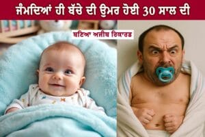 The child was 30 years old at birth- ਜੰਮਦਿਆਂ ਹੀ ਬੱਚੇ ਦੀ ਉਮਰ ਹੋਈ 30 ਸਾਲ